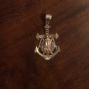 Gold Anchor Cross Pendant